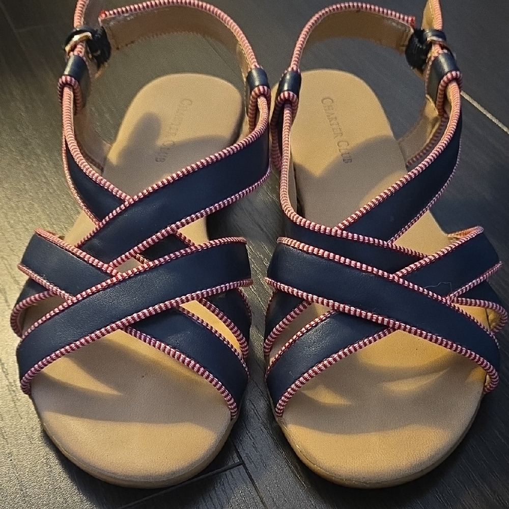 Charter Club Navy and Pink Strappy Sandals